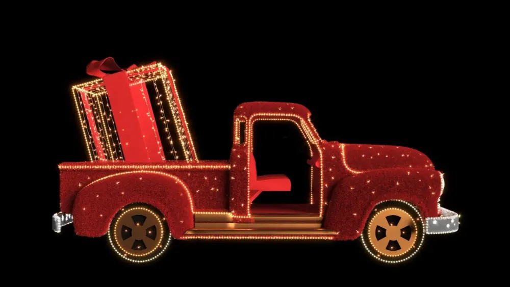 светодиодная машина с подарком "Пикап новогодний"