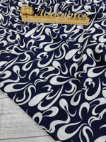 Штапель /  Бело-темно-синий узор