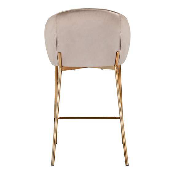 Полубарный стул Coral серо-бежевый велюр с золотыми ножками
