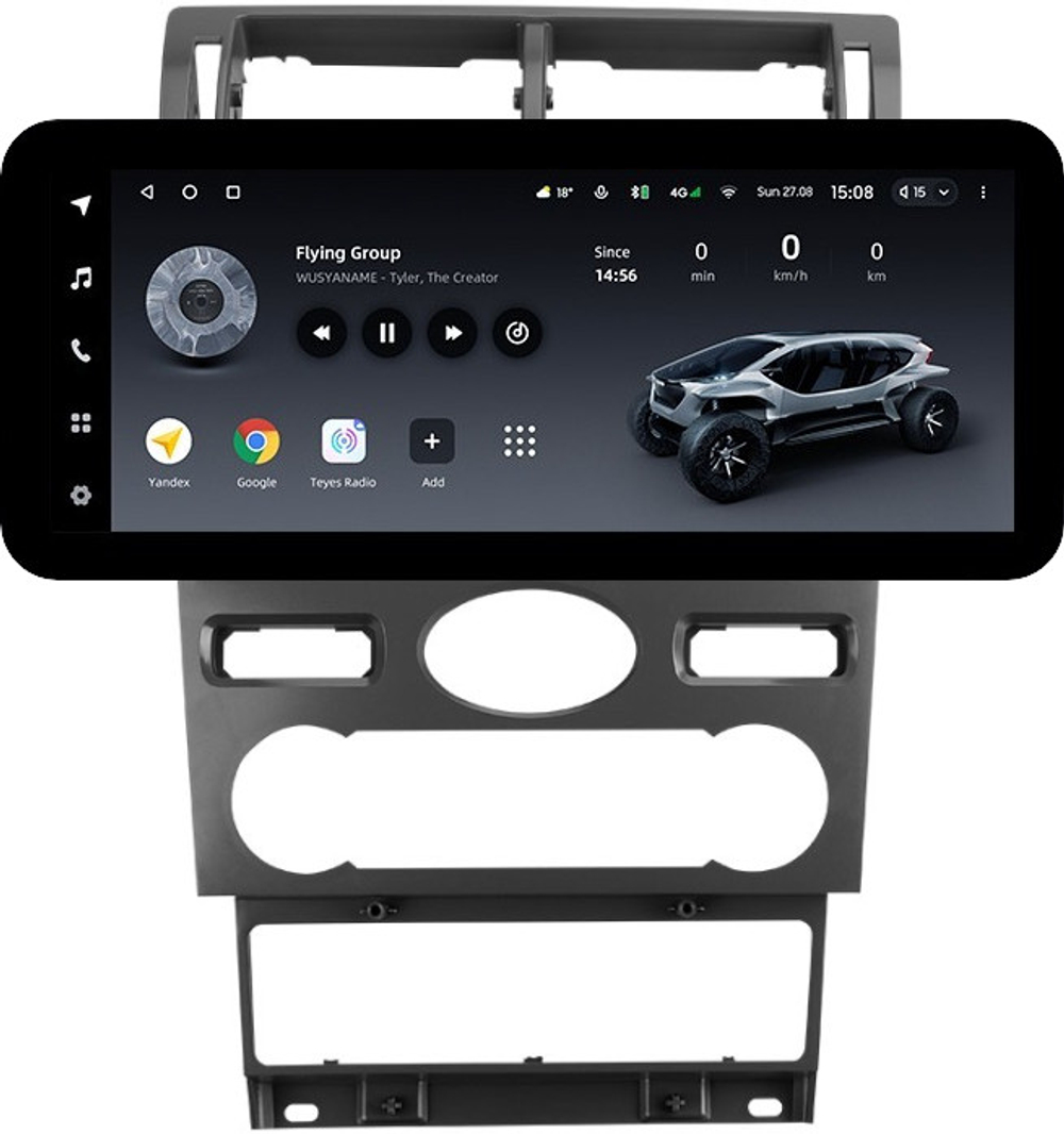 Магнитола для Ford Mondeo 3 2000-2006 (климат) - Teyes LUX ONE ROUND монитор 12.3" 2K QLED на Android 10, CarPlay, 4G SIM-слот