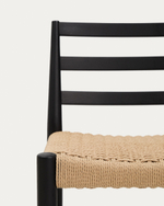 Полубарный стул Analy из массива дуба в черной отделке и веревочным сиденьем 65 см