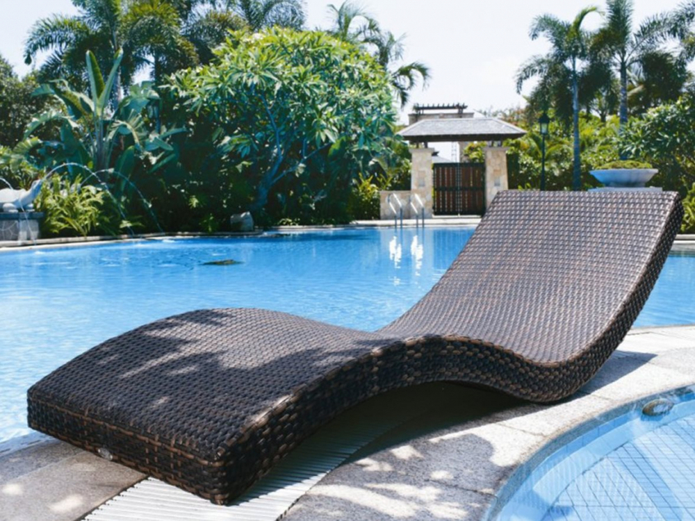 Шезлонг-лежак плетеный Tagliamento Santorini, кофе