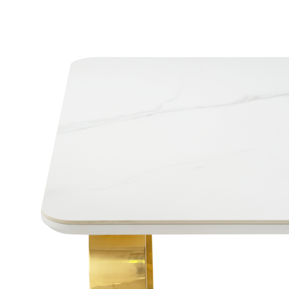 Керамический стол Woodville Селена 4 140х80х77 белый мрамор, золото