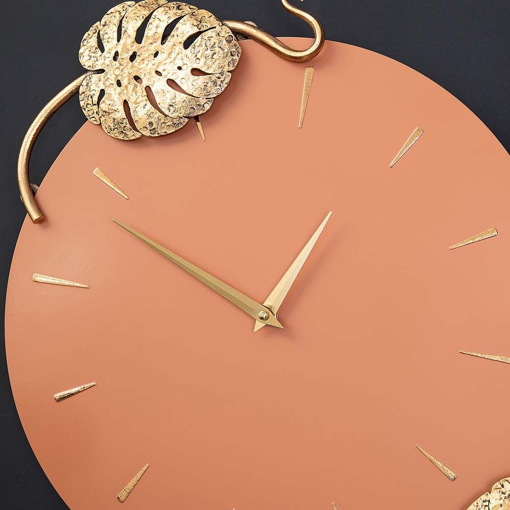 Часы настенные Monstera Deliciosa (Монстера) Колор Томленный оранжевый Амбер