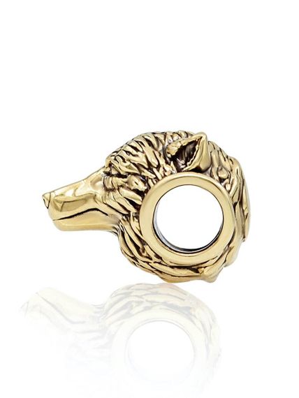 Шарм бусина в виде головы волка, вид справа.