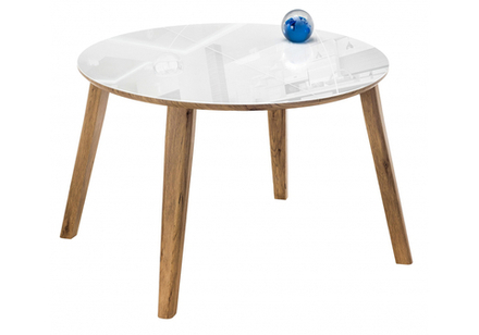 Стол стеклянный Woodville Семвэлл белый, дуб монтана