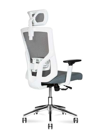 Кресло офисное Норден / Гарда SL / белый пластик / серая сетка / серое сиденье / база хром