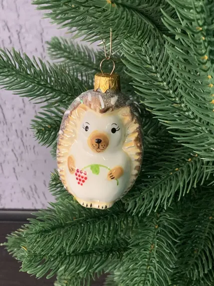 Елочное украшение Ежик с малиной, стекло, Витус (А380)