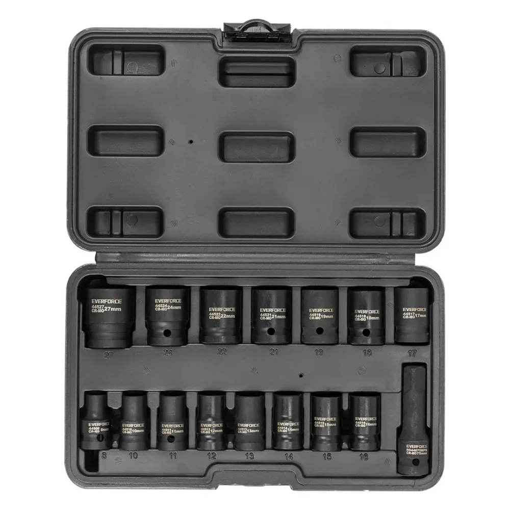 Набор головок ударных 16пр. 1/2"6pt EVERFORCE EF-4179-5MPB