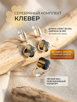 Комплект украшений с янтарём под Ван Клиф 16 пеструха черная