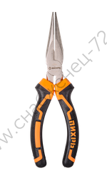 Длинногубцы прямые Вихрь, 160 мм, никелированные, двухкомпонентные рукоятки