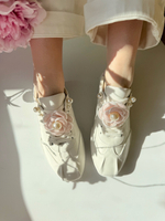 Сникерины из натуральной кожи c декоративным цветком LEONA