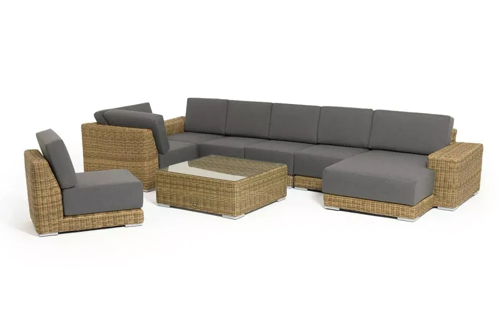 "Капри" трансформирующаяся лаунж-зона из искусственного ротанга, цвет соломенный