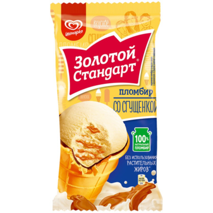 Мороженое Золотой стандарт пломбир со сгущенкой 93 гр
