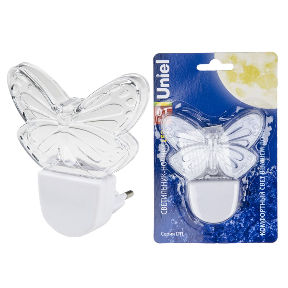 DTL-315 Бабочка-White Светильник-ночник. Без выключателя. Белый. ТМ Uniel