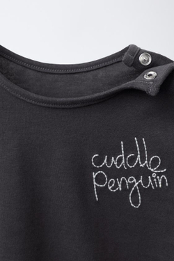 ZARA НАБОР ИЗ ТРЕХ ФУТБОЛОК С ПИНГВИНАМИ, СЕРЫЙ МЕЛАНЖ