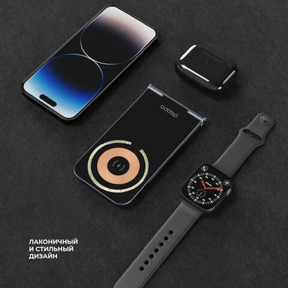 Беспроводная зарядная станция 2 в 1 MagSafe Crystal Slim 20Вт, черный