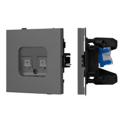 Механизм компьютерной розетки двойной SCT-TENDO-MPC2-SFPL-GR (RJ-45, CAT6) (Arlight, Матовый графитовый) 054597