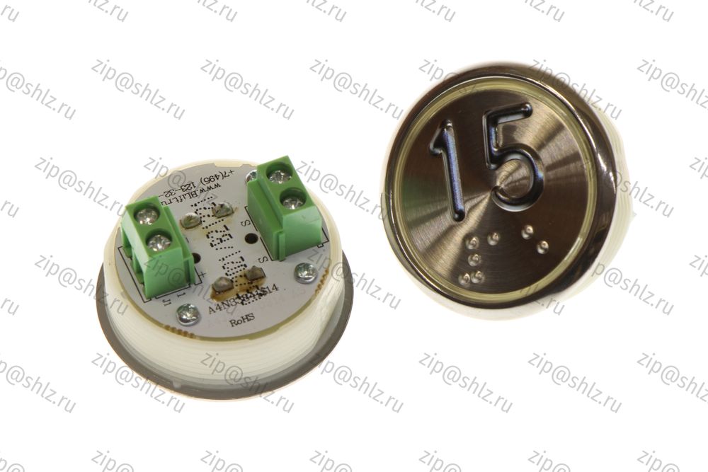 Кнопка (кнопочный модуль) EA2406S-S-R &quot;15 этаж&quot;, круглая, красная статическая подсветка, Брайль