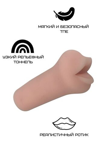 Реалистичный мастурбатор-ротик из реалистичного материала (Цвет: телесный)