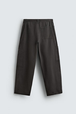 ZARA БРЮКИ С КАРМАНАМИ, ТЕМНО-СЕРЫЙ