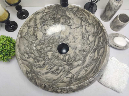 Раковина из мрамора Donut Doreng Grey DM-60276 45*45*15