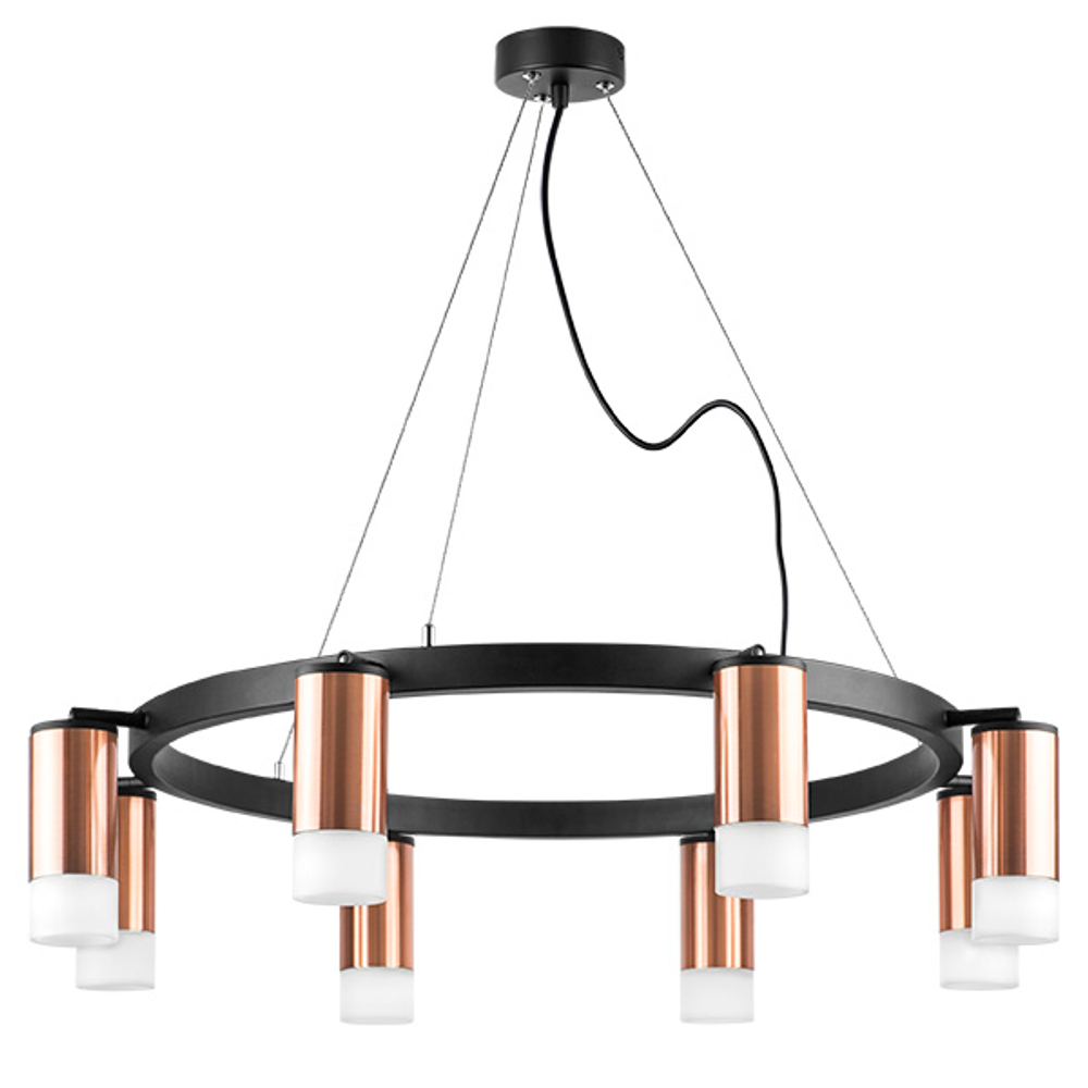 LR0183081 Люстра RULLO 8х50W GU10 ЧЕРНЫЙ/МЕДЬ (571018+214430-8+202431-8)