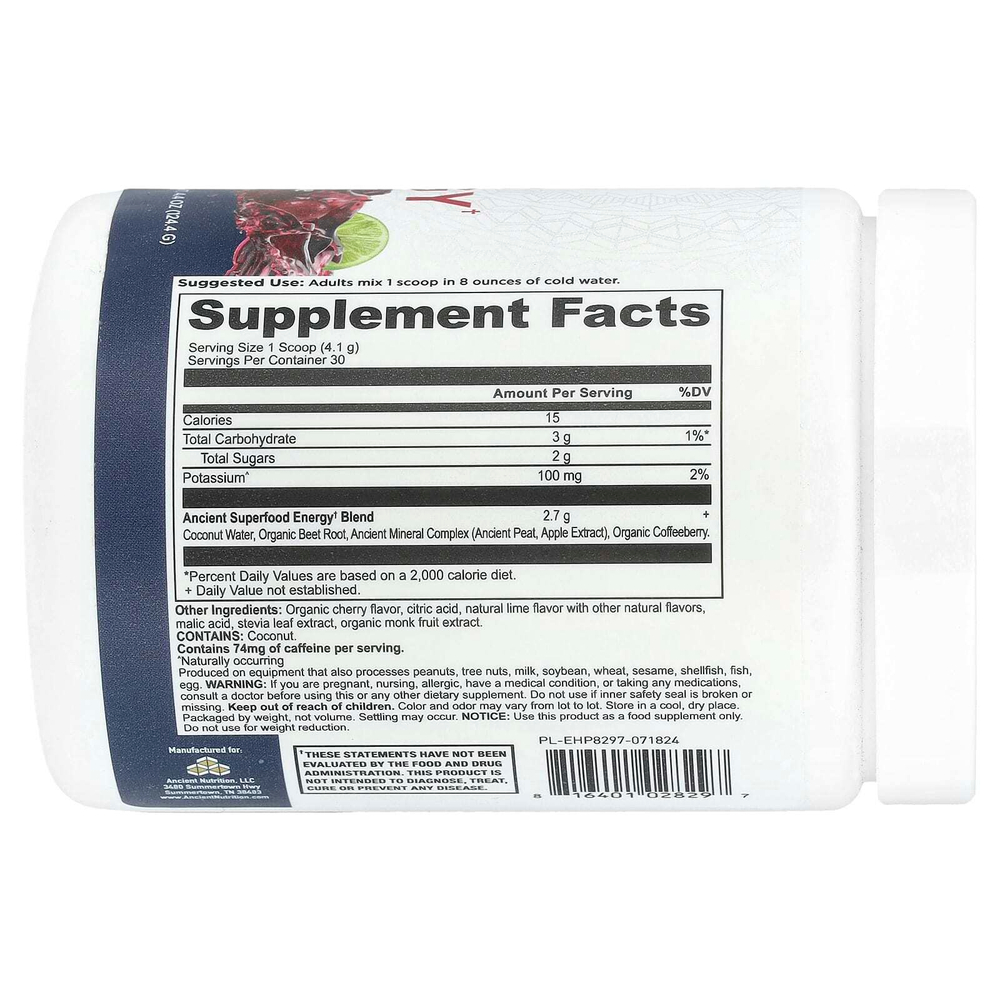 Ancient Nutrition, Clean Energy, вишневый лаймад, 124,4 г (4,4 унции)
