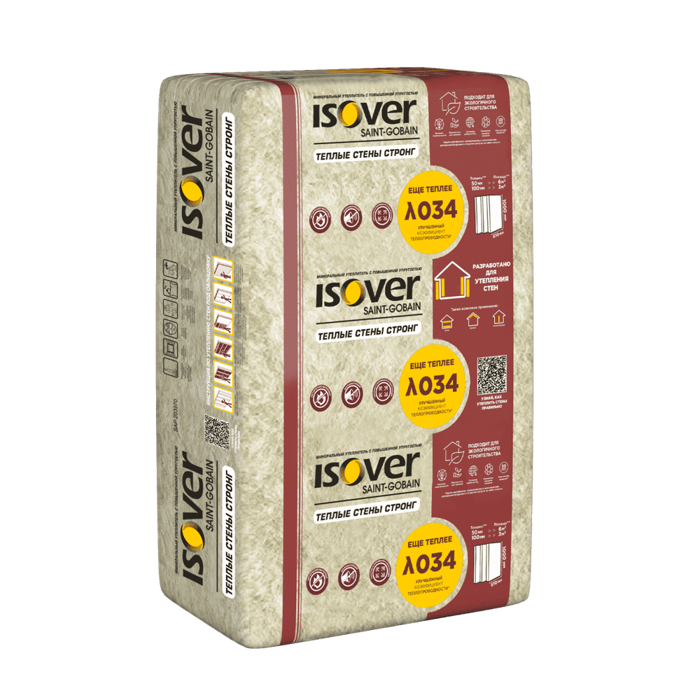 Утеплитель Теплые Стены Стронг // плита 1000х610х50мм // 6,1м2/0,305м3 // Изовер (Ветонит )