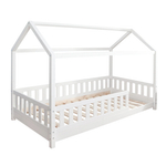 Кровать-домик 90х200 Чайн из сосны с регулируемой высотой, основанием и бортиками, белая