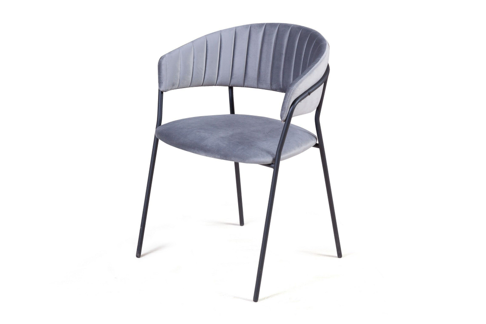 Стул Kelly с подлокотниками, бархат светло-серый 26