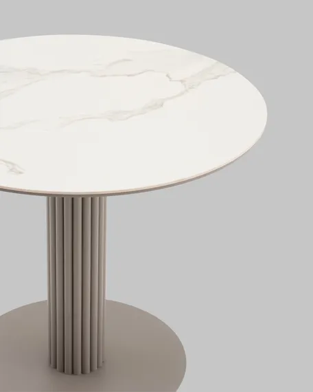 Стол Terano Ø90 см, белая матовая керамика, ножка латте