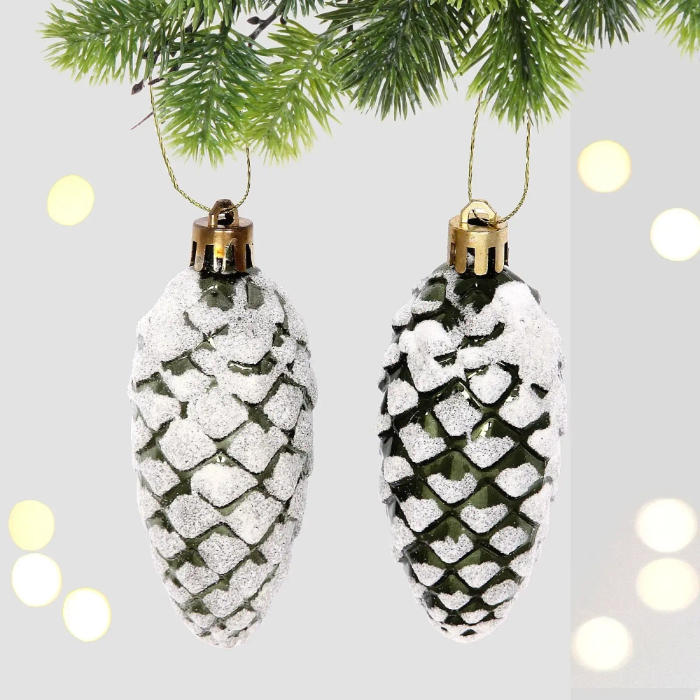 Ёлочные игрушки «Таинственное очарование» Шишки 9 см (набор 2шт), изумруд