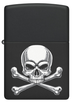 Зажигалка Zippo Scull Design с покрытием Black Matte, латунь/сталь, черная, 38x13x57 мм