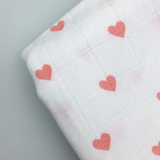 Пеленка муслиновая "Сердечки"