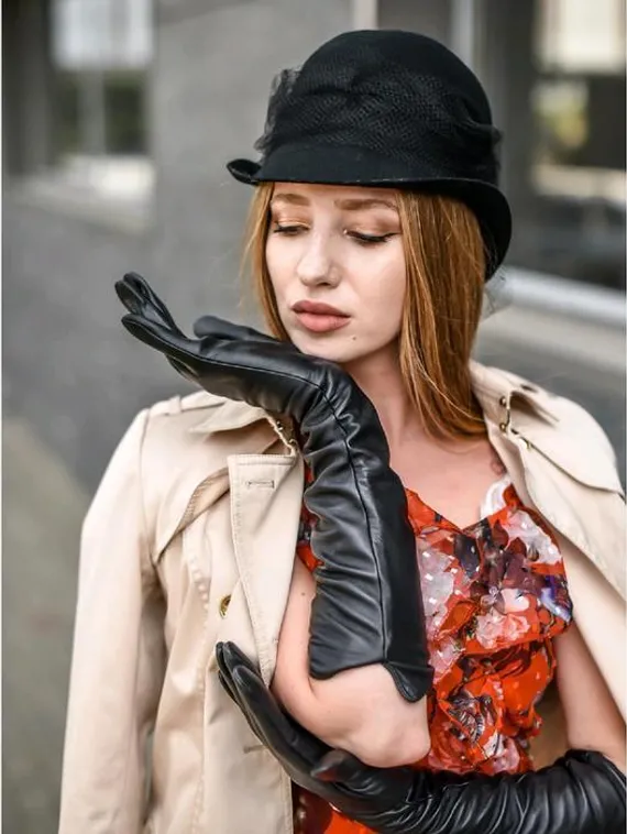 Перчатки женские, размер 7, цвет чёрный