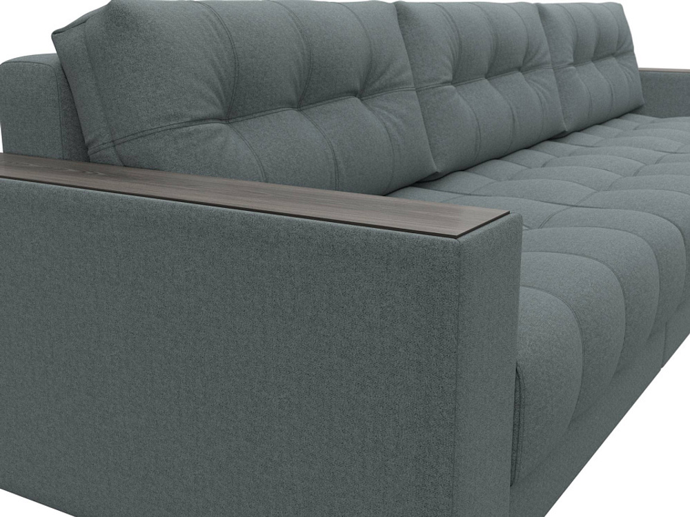 Диван прямой с декором Лига-049 НПБ Лонг, Амур 07 РОГОЖКА серый