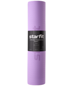 Коврик для йоги и фитнеса FM-201, TPE, 183x61x0,6 см, фиолетовый пастель/серый