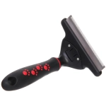 Расческа - фурминатор с кнопкой самоочистки для животных «ПРОФФ - МОЙ БРО», прорезиненная ручка, цвет черный, 11*14,5см