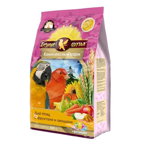 Корм Верные друзья Эконом для птиц, с фруктами и овощами, 500 г