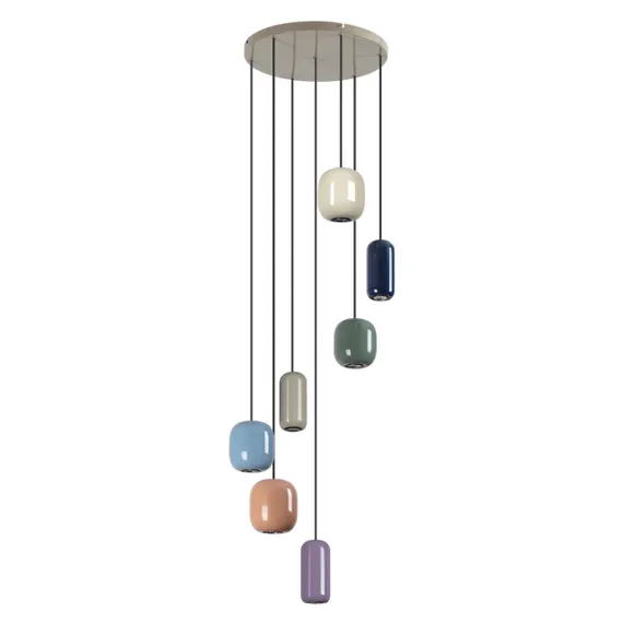 5053/7 PENDANT ODL24 000 цвет слонов.кости/мультиколор/металл Подвес GU10 LED 7*4W OVALI