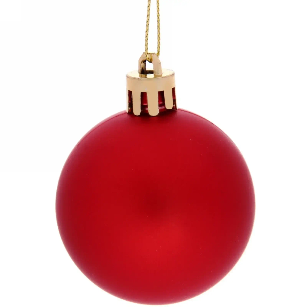 Новогодние шары 5 см (набор 24 шт) «Микс фактур», красный