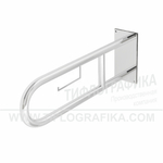 Поручень не откидной опорный для санузла, с бумагодержателем, пристенный, нерж. сталь, 800x230 мм, D38 мм