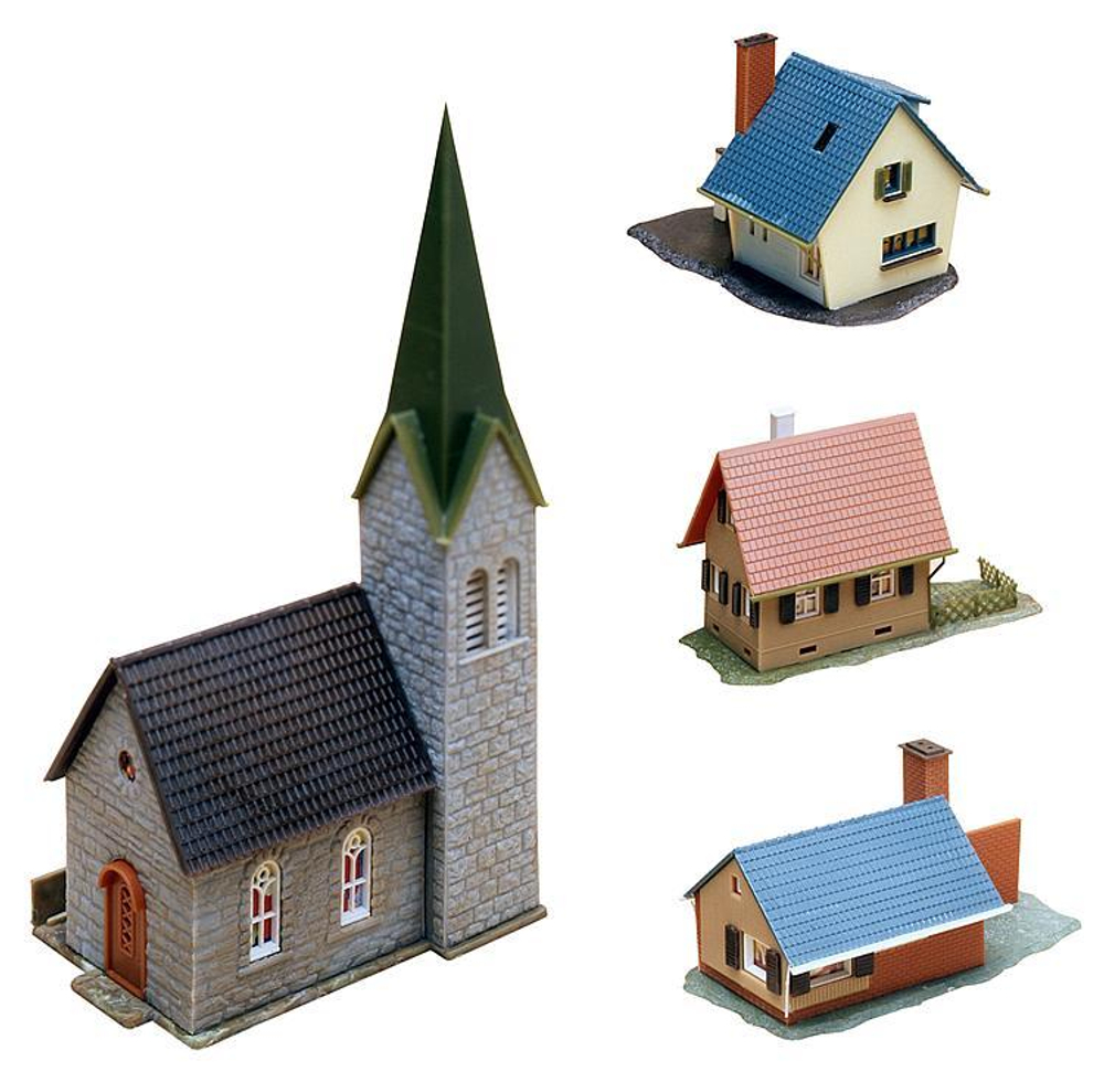 Набор Деревня Церковь и 3 домика