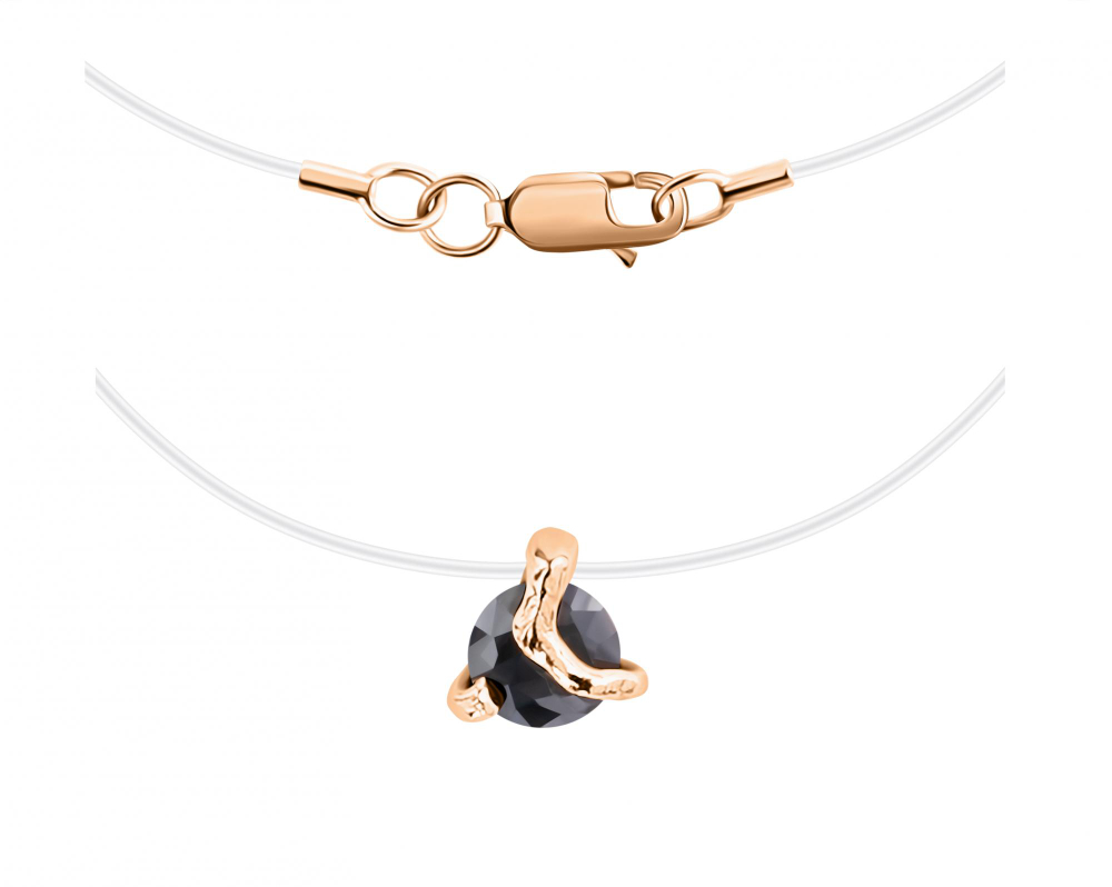 Колье с черным фианитом на леске