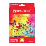 Карандаши цветные BRAUBERG "Бабочки", набор 18 цветов, трехгранные, корпус с полосками, 181286