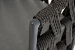 "Диего" стул плетеный из роупа, основание дуб, каркас из стали темно-серый (RAL7024) муар, роуп темно-серый круглый, ткань темно-серая 027