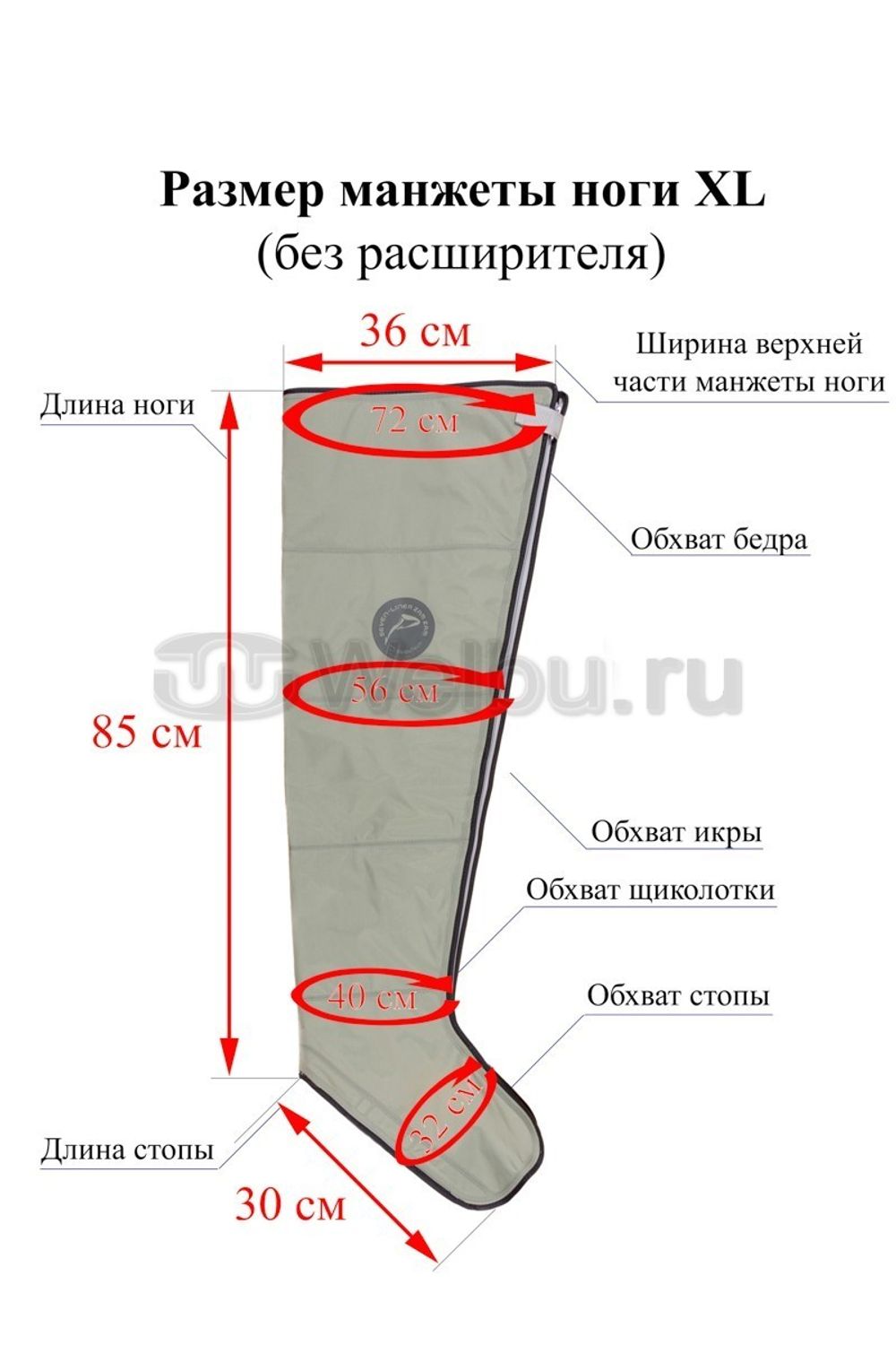 Аппарат для лимфодренажа и массажа WelbuTech Seven Liner Zam-02, стандартный комплект, размер XL
