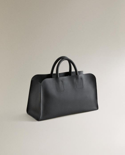 ZARA HOME КОЖАНАЯ МИНИ-СУМКА-ТОУТ, ЧЕРНЫЙ