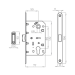 Корпус врезного замка с защелкой MAGNLN85-50 BL черный
